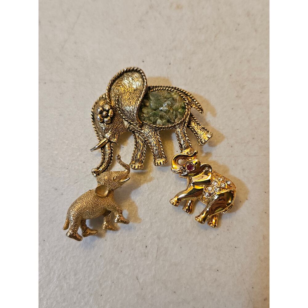 Lot of 3 Vintage Elephant Brooch Pin